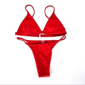 Shein Seam Detail Triangle Thong Bikini Swimsuit S